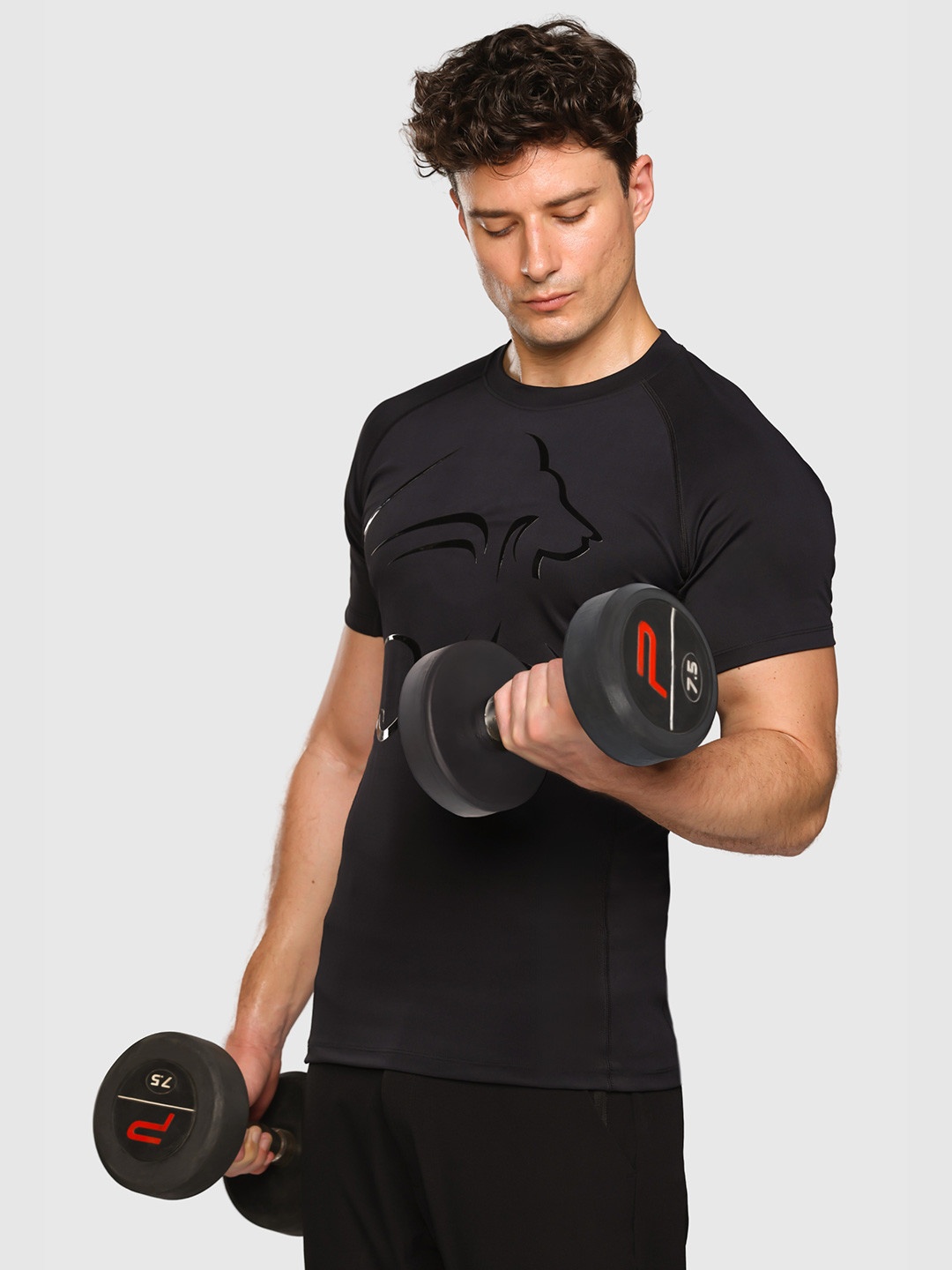 Musclemind Men Graphic Printed Round Neck Compression T-shirt