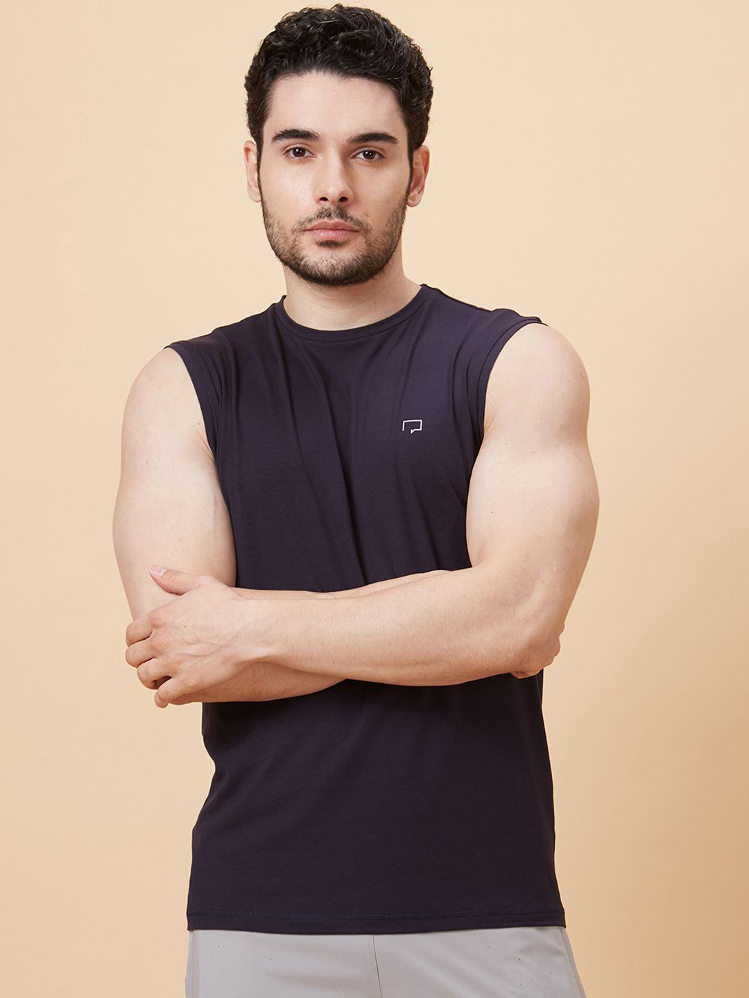 ROAR FOR GOOD Deep Sea Navy Bamboo Blend Sleeveless Gym Vest