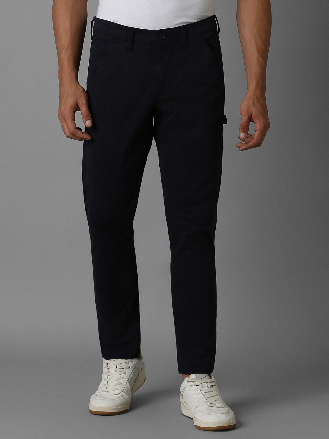 Louis Philippe Jeans Men Cotton Slim Fit High-Rise Trousers