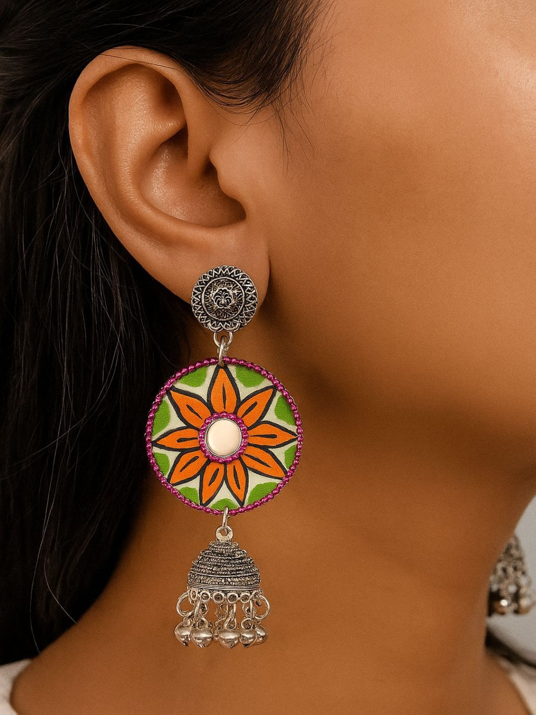 KALAVAATHI Hand Painted Floral Vibe Earrings