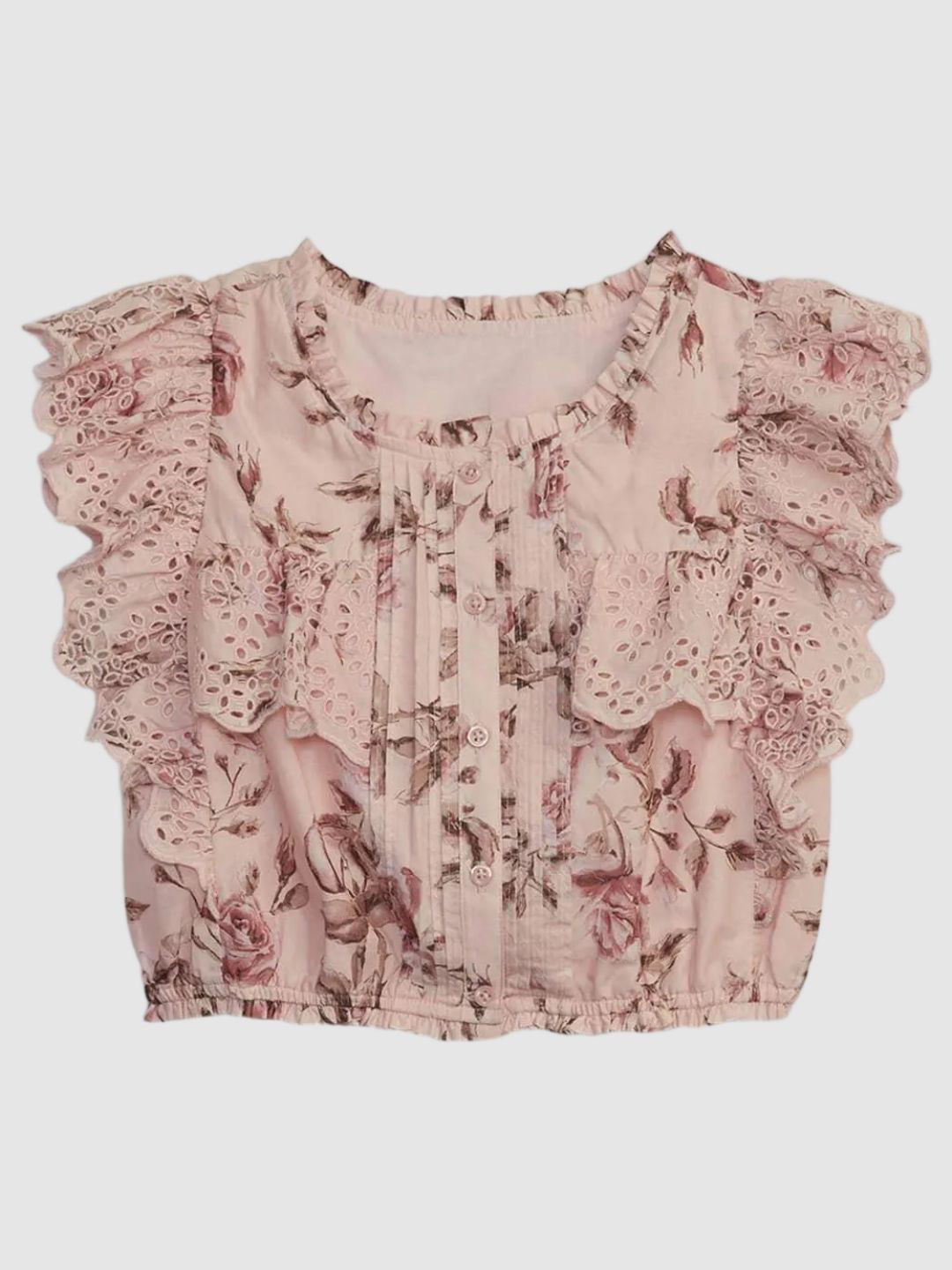 GAP Girls Floral Print Flutter Sleeve Ruffle Top