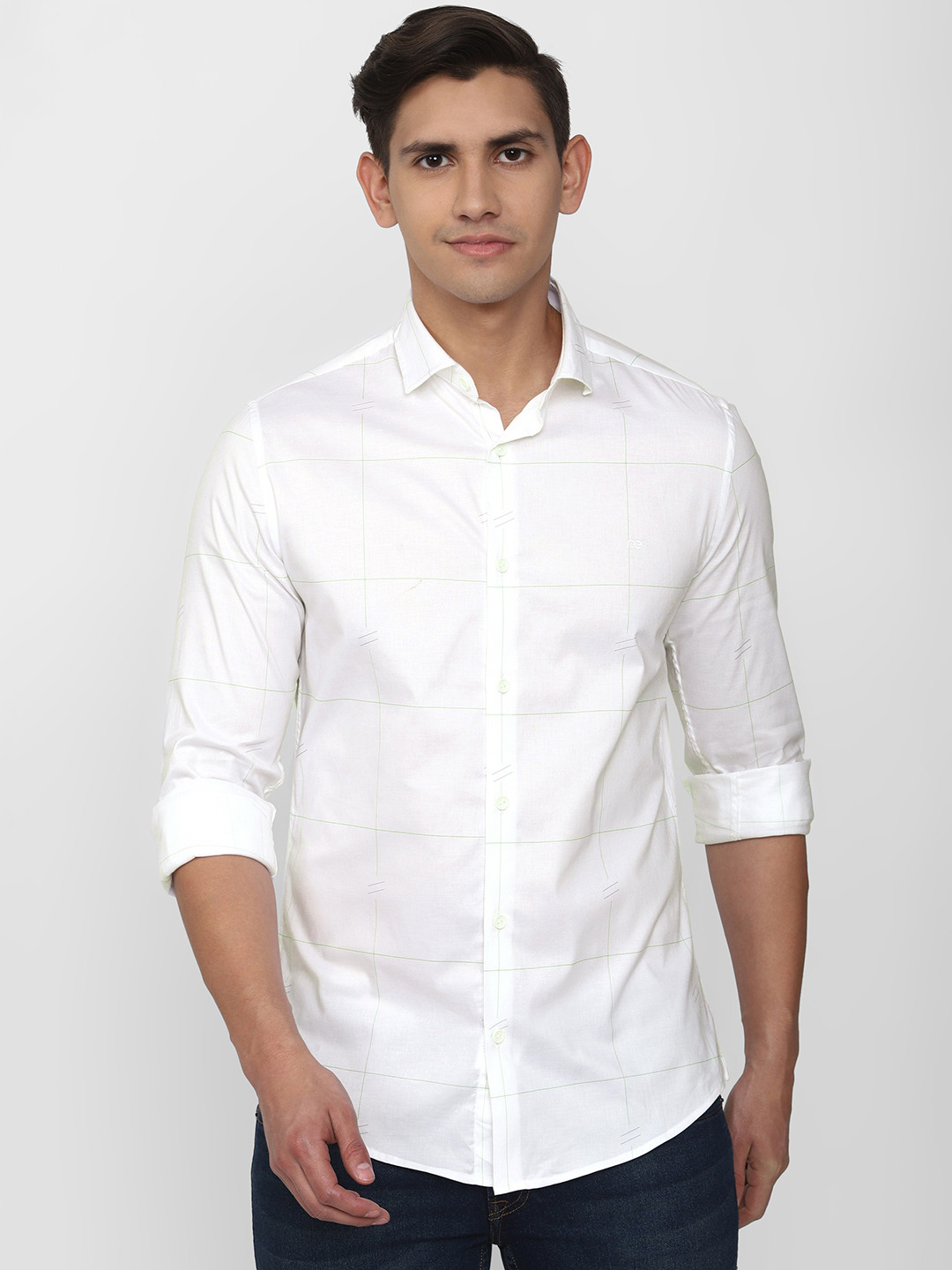 Peter England Checked Slim Fit Long Sleeves Casual Shirt