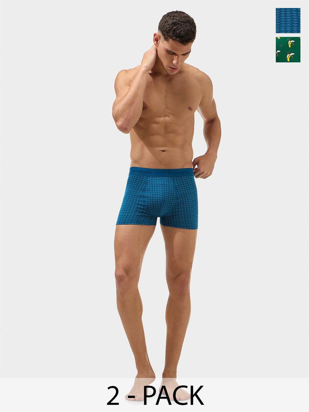 bummer Men Pack Of 2 Printed Mid-Rise Soft Breathable Trunks TRBANGLE02
