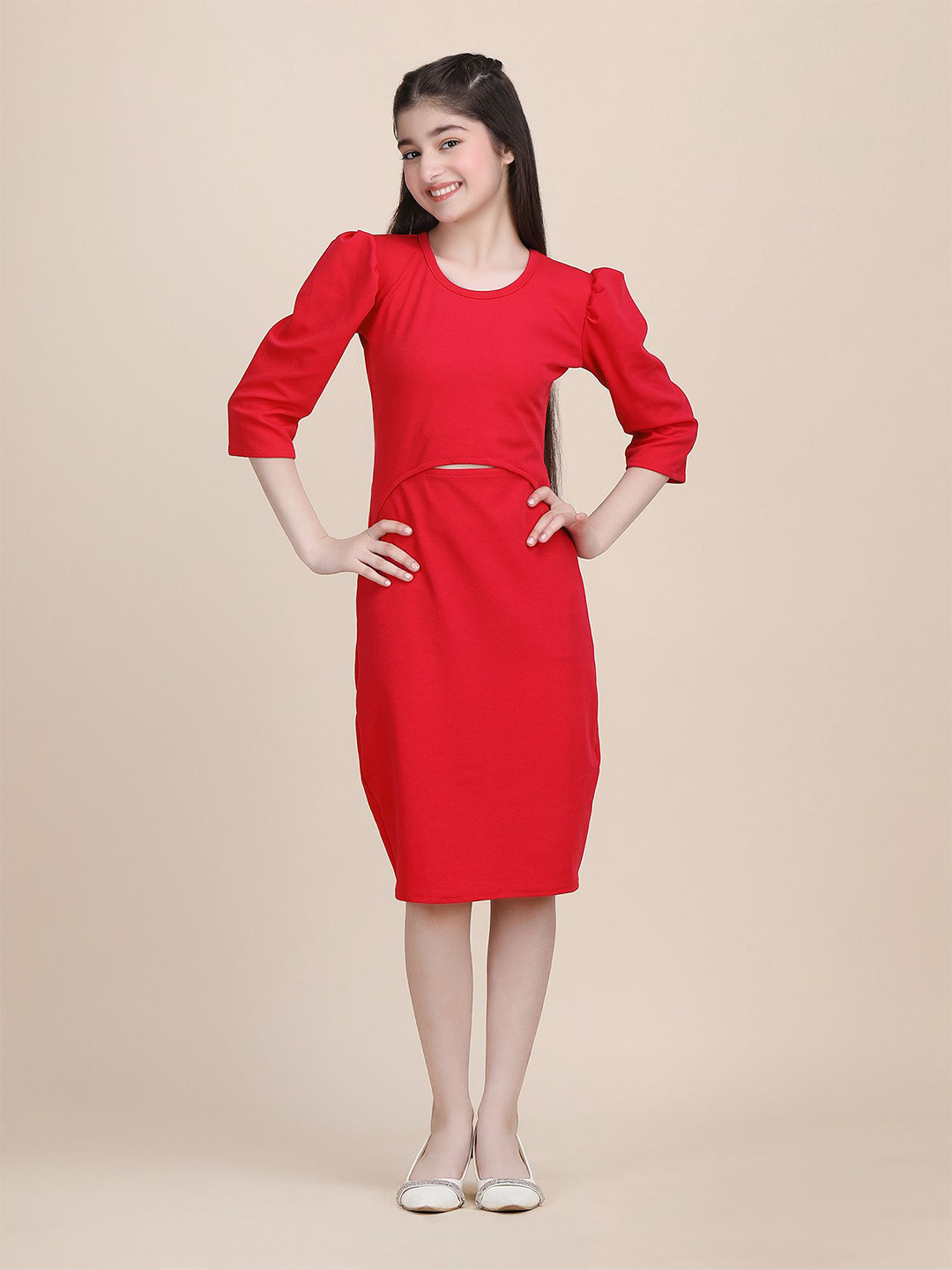 PTVIZE Puff Sleeve Sheath Dress
