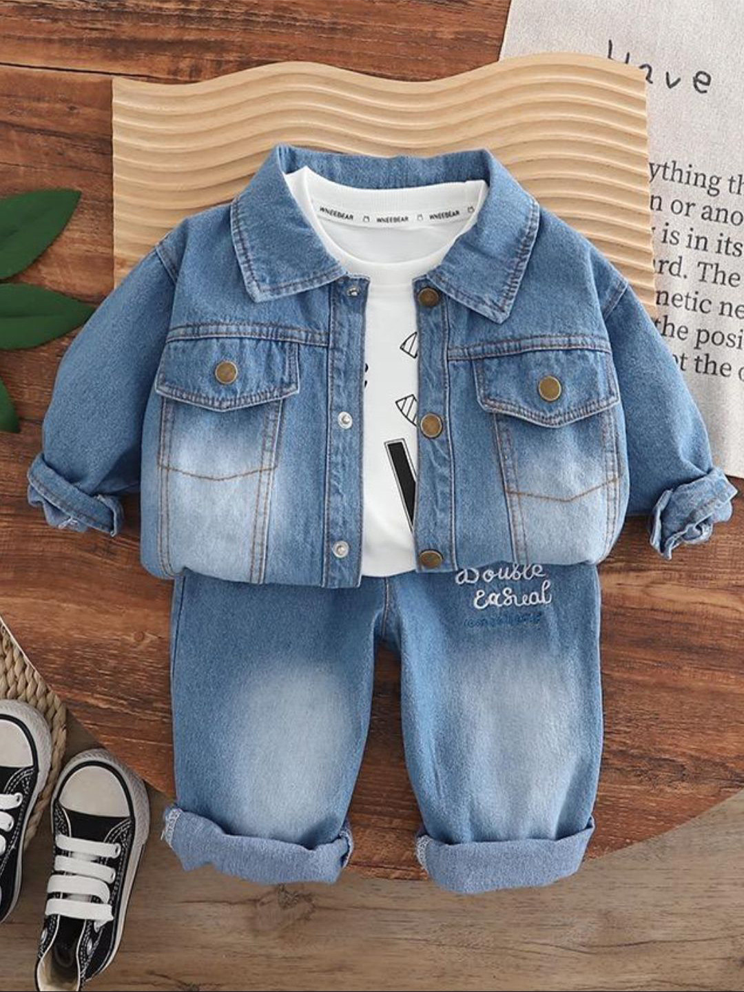 Googo Gaaga Boys Printed Short Sleeves T-shirt And Shirt With Trousers