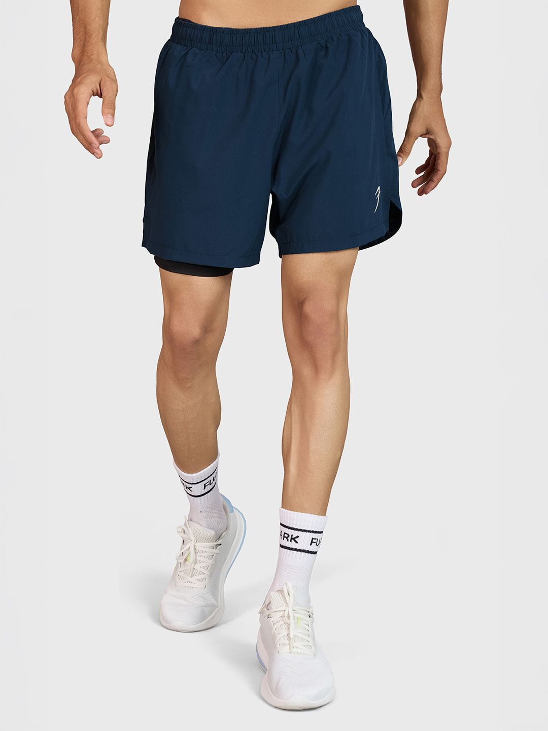 FUAARK Men Dual Layer Training or Gym Sports Shorts with Compression Inner