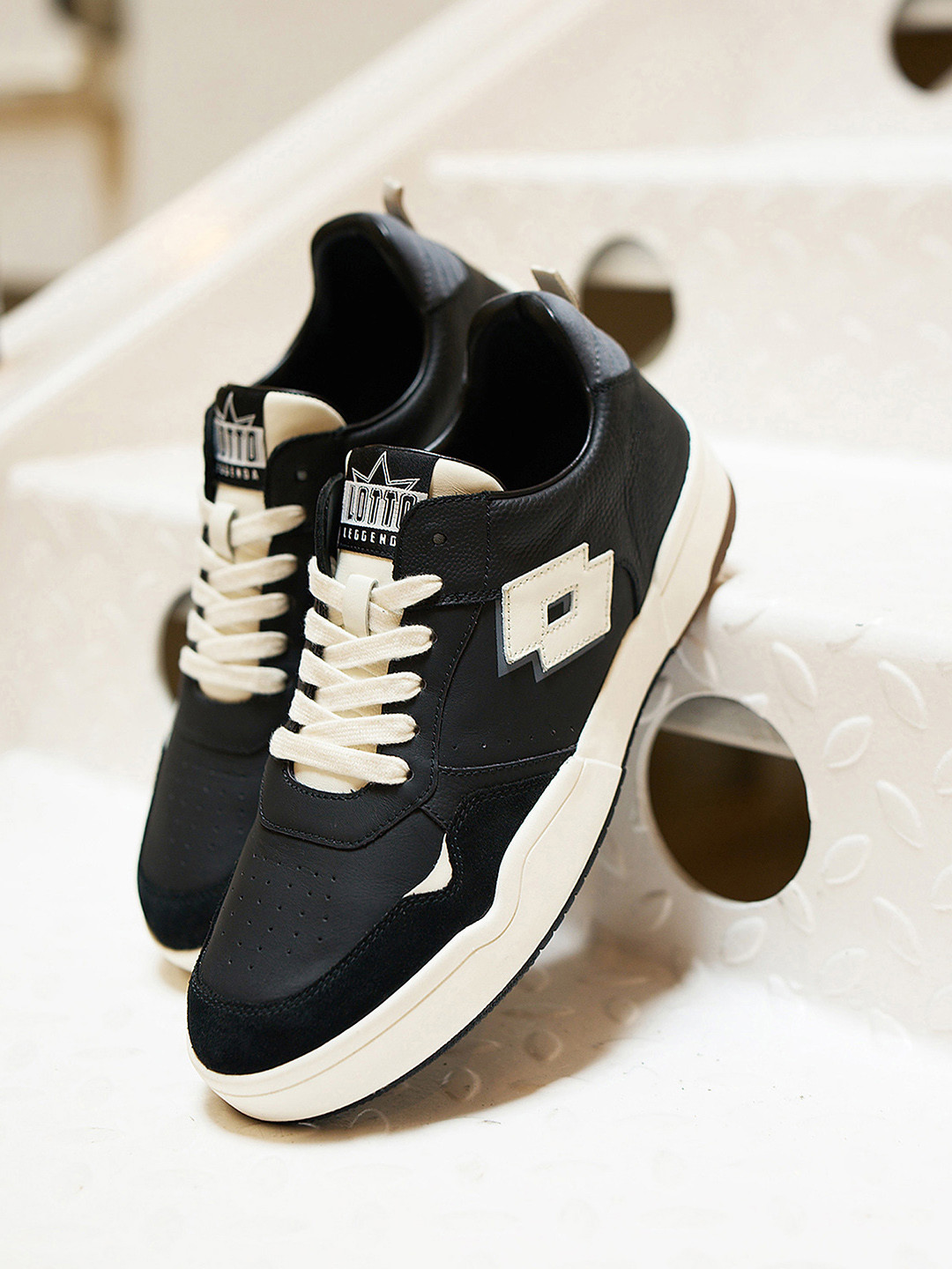 Lotto Women Hoop Star OG Black Leather Sneakers