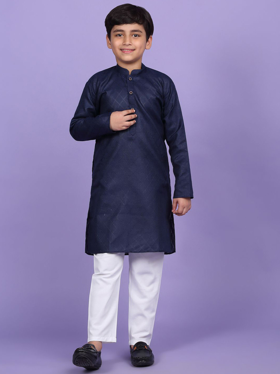 KRAFT INDIA Boys Woven Design Mandarin Collar Regular Straight Knee Length Kurta