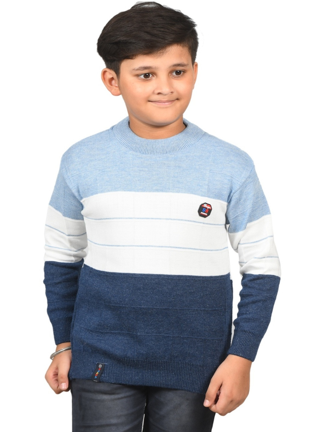 BADOS Unisex Kids Blue Stripped Woollen Pullover