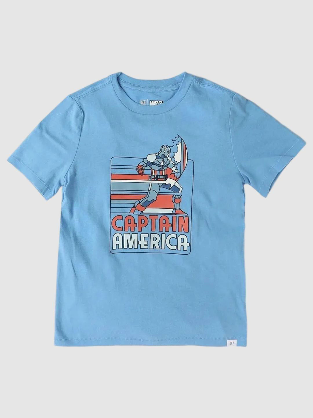 GAP Boys Captain America Graphic Printed Round Neck Pure Cotton Relaxed Fit T-shirt