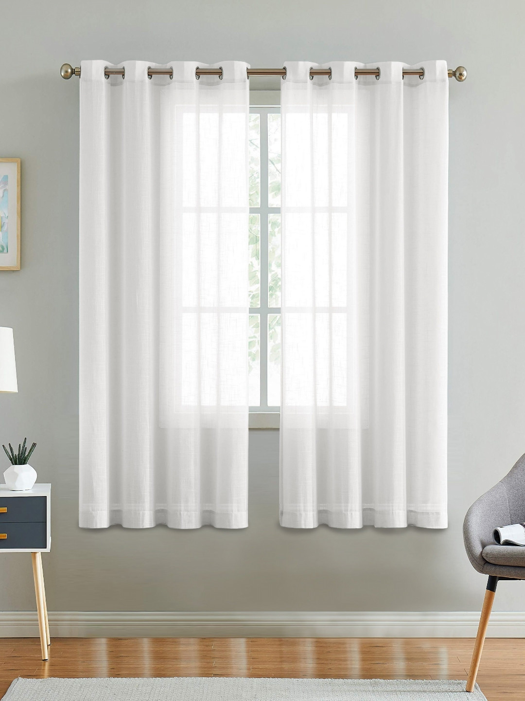 Aura White Linen Window Curtain
