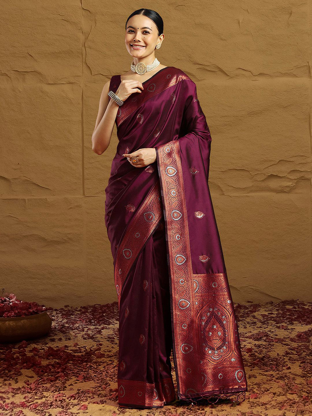 House of Pataudi Woven Design Zari Kanjivaram Saree
