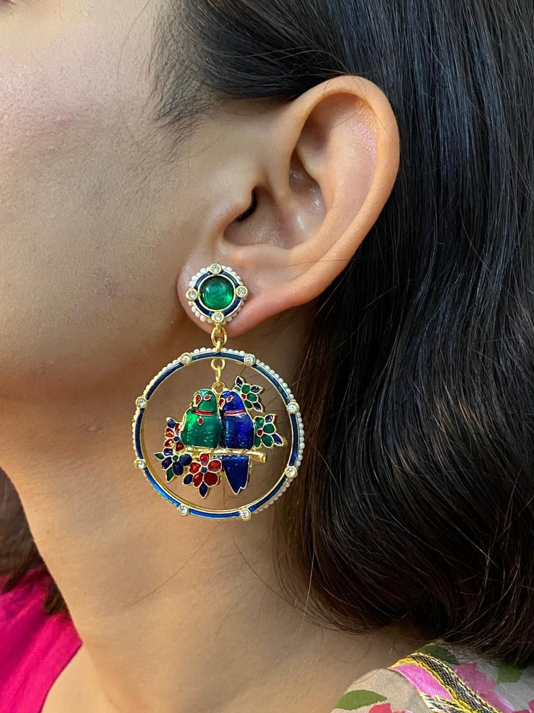 Fashion Theme Chandbali Jhumka Birds Design Earring