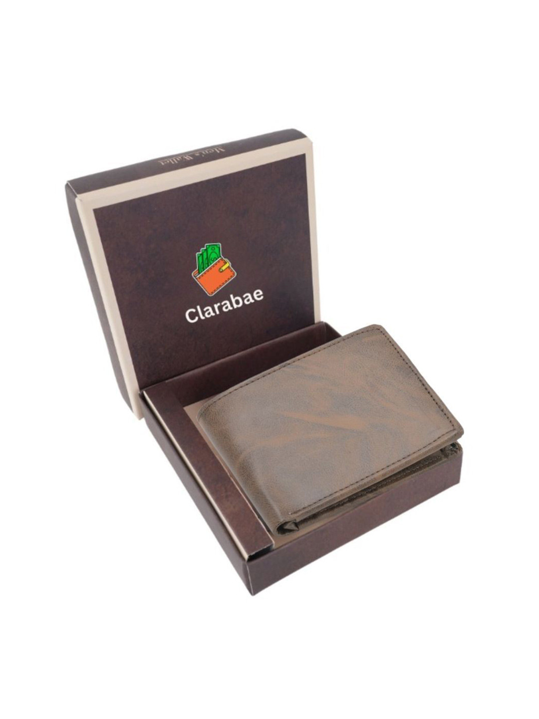 CLARABAE Men Zip Coin Pocket Two Fold Wallet