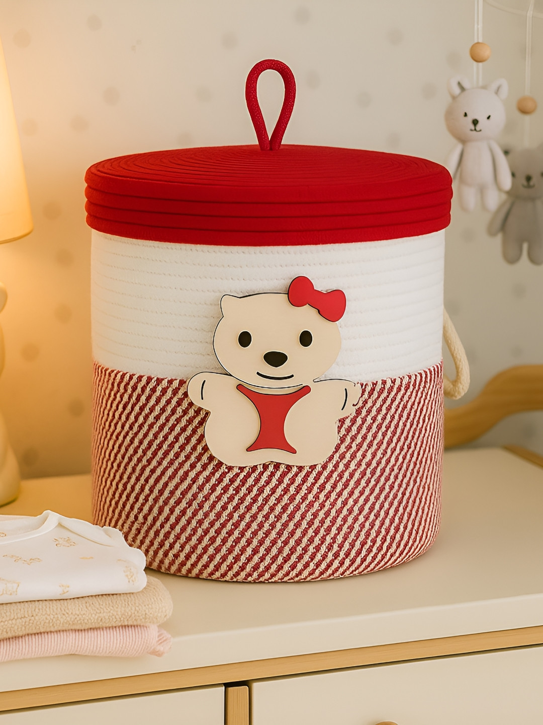THE ARTMENT BearBliss Red & White Laundry Basket