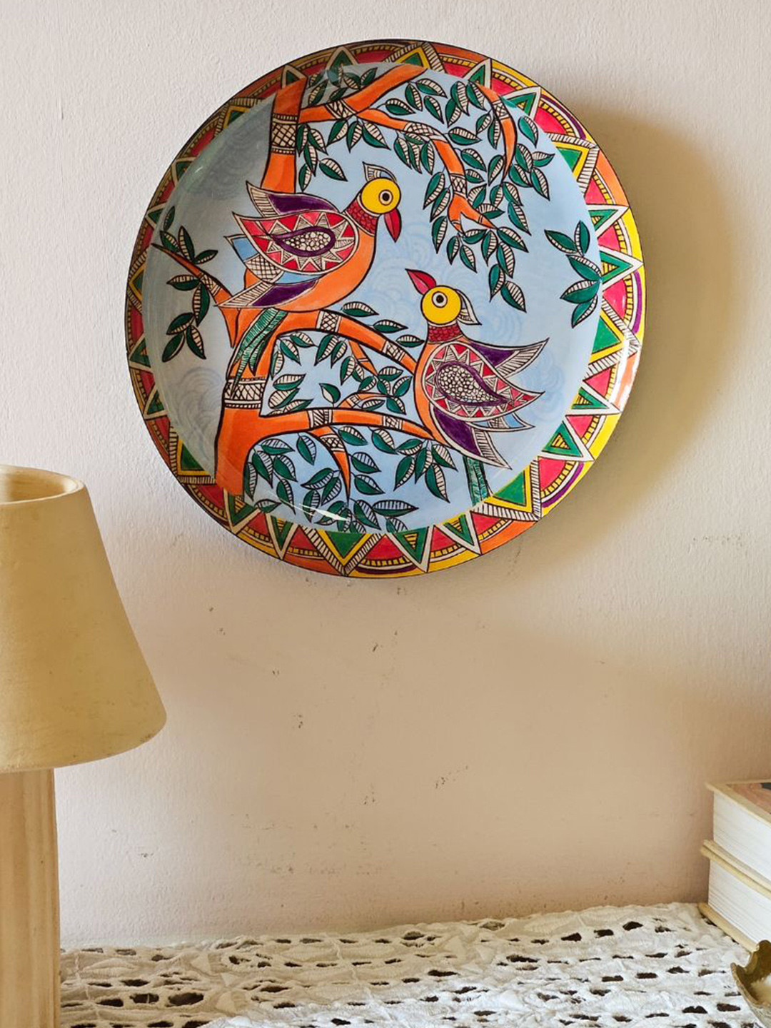 Ritualistic Durable Crafted Ceramics Glossy Hanging Hall Wall Plates-8In