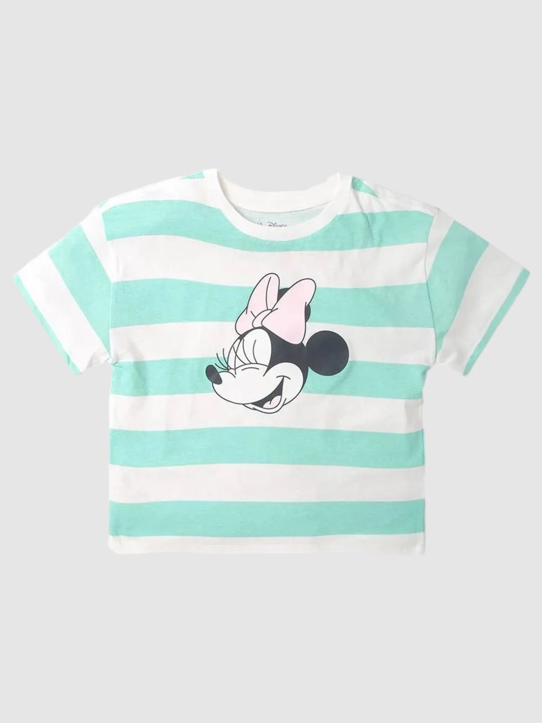 GAP Girls Minnie Mouse Striped Crew Neck Cotton T-shirt