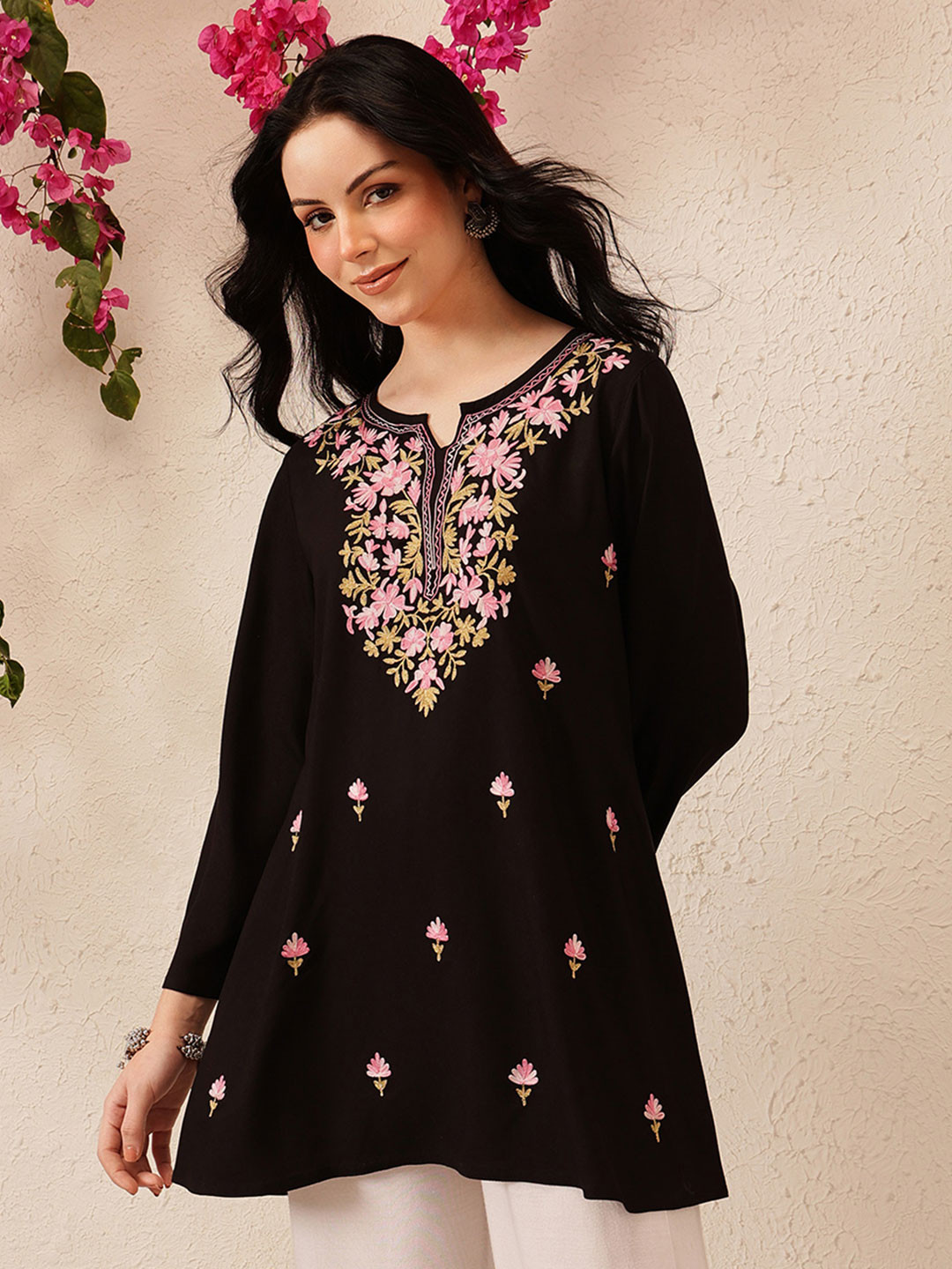 QAZMI Bahar Kashmiri Aari Work A-Line Kurti