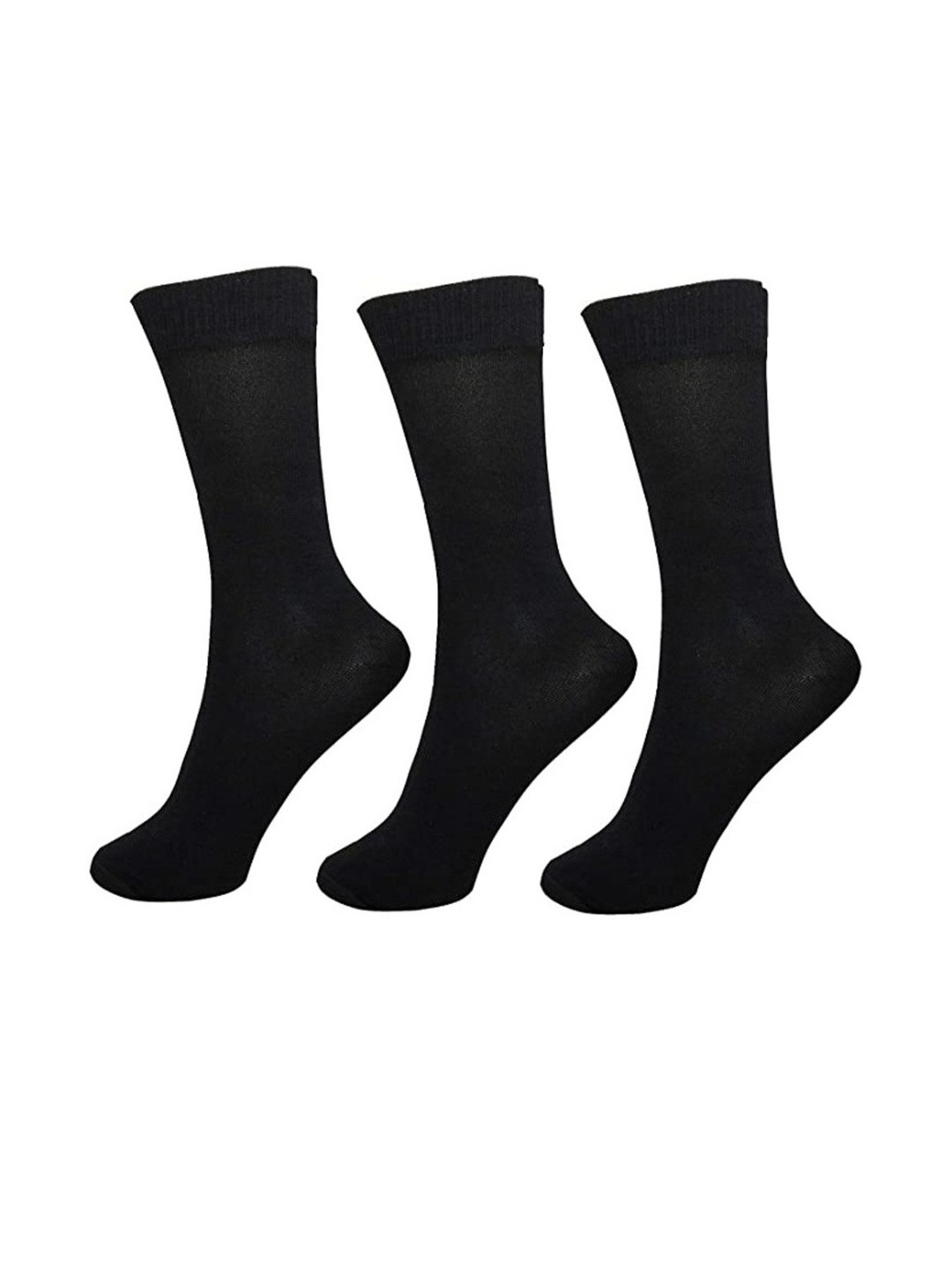Akeeta Pack Of 3 Cotton Black Plain Calf Length Socks