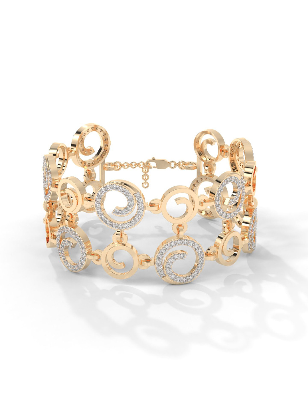 AILYAK Women 18kt Gold Plated Cuff Chain Cubic Zirconia Diamond Bracelet