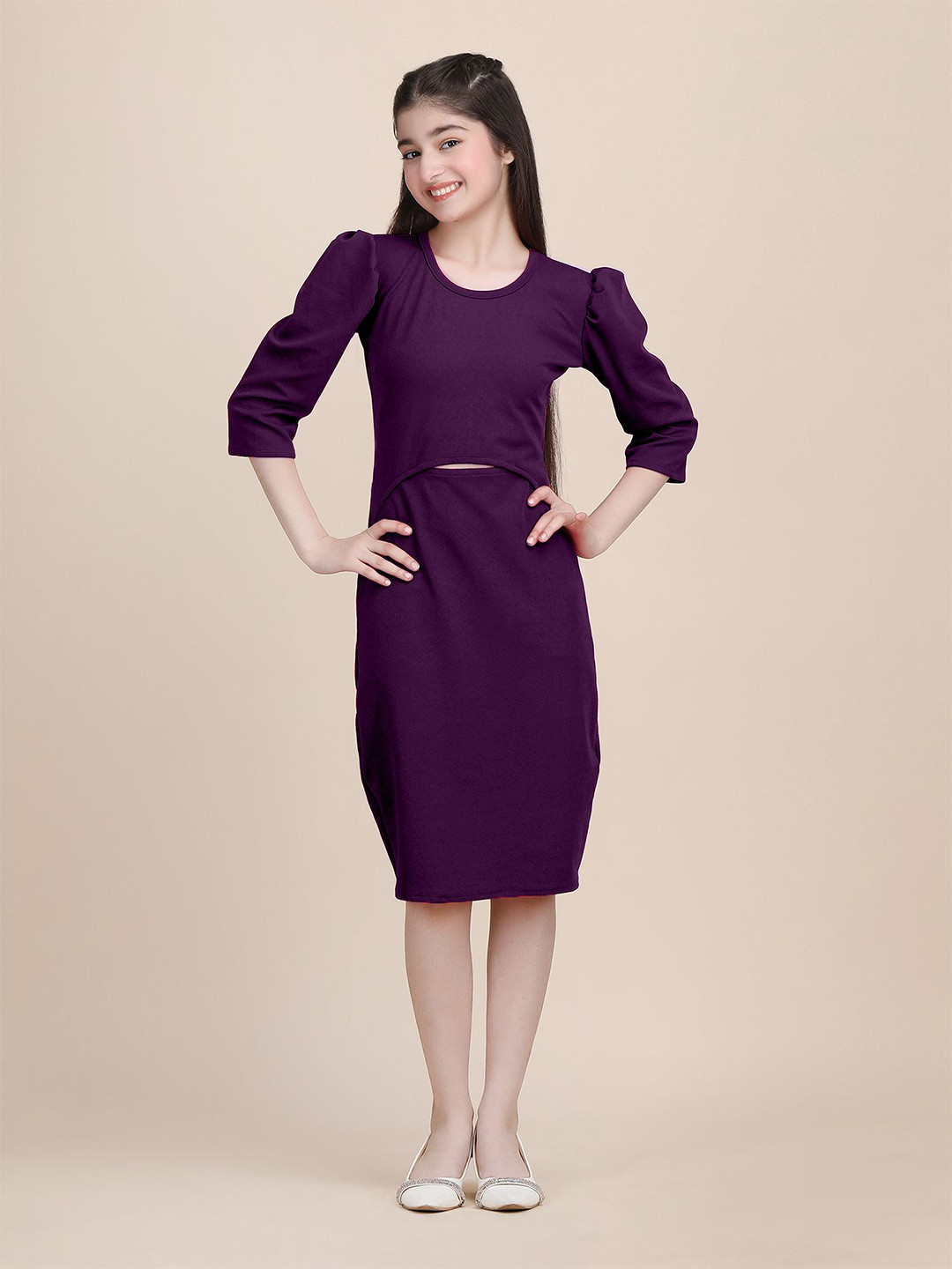 PTVIZE Puff Sleeve Sheath Dress