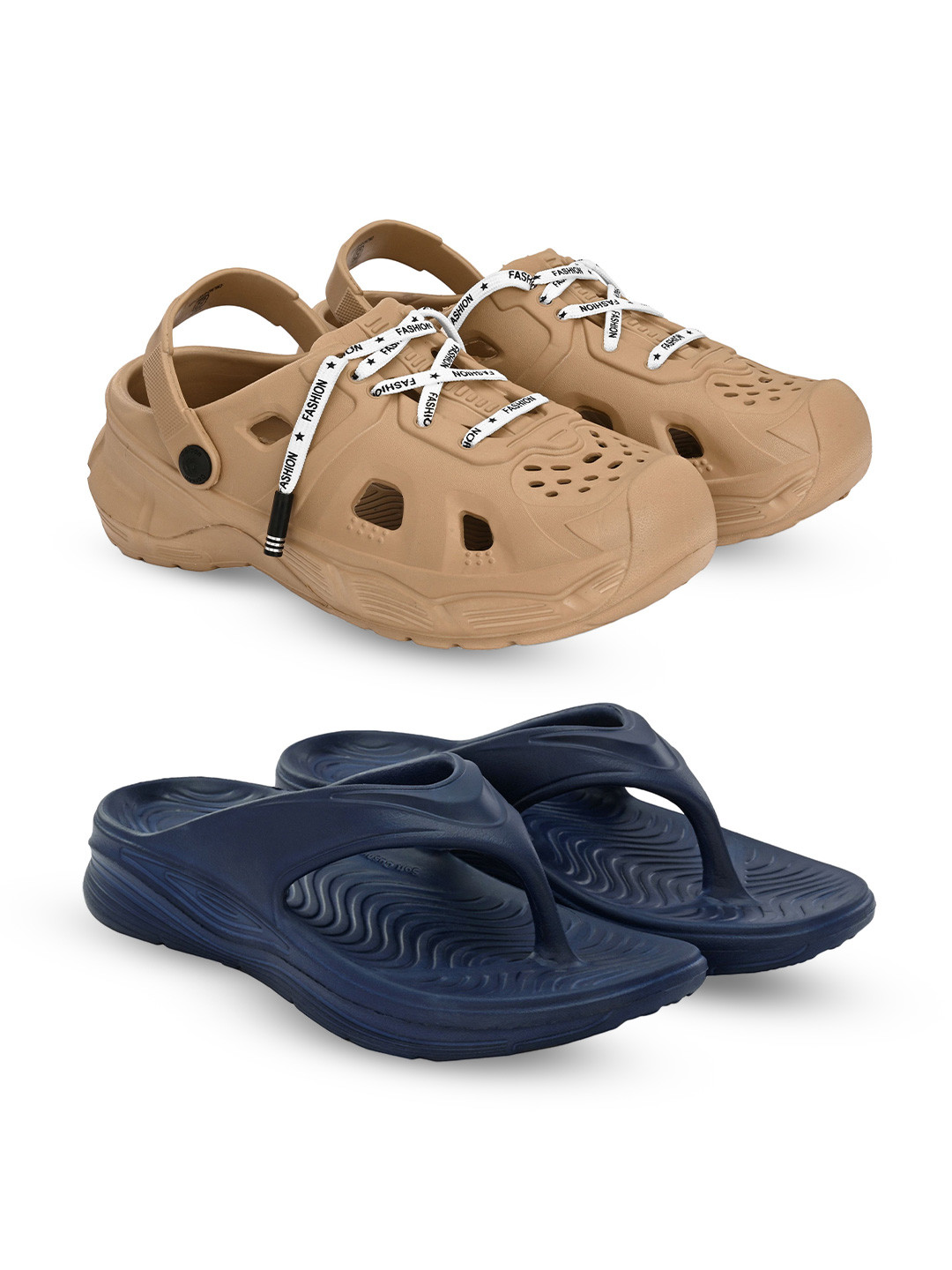 BIRDE Men Pack Of 2 Casual Clogs & Thongs Flip Flops