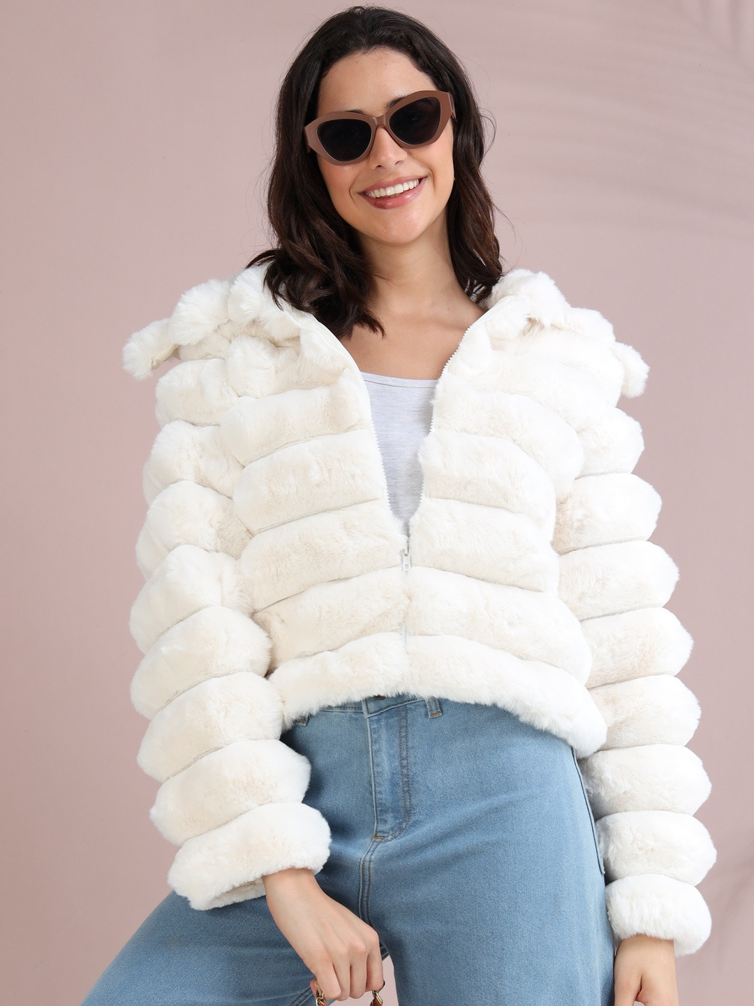 ALLWIN PAUL Women white Lightweight Crop Jacket