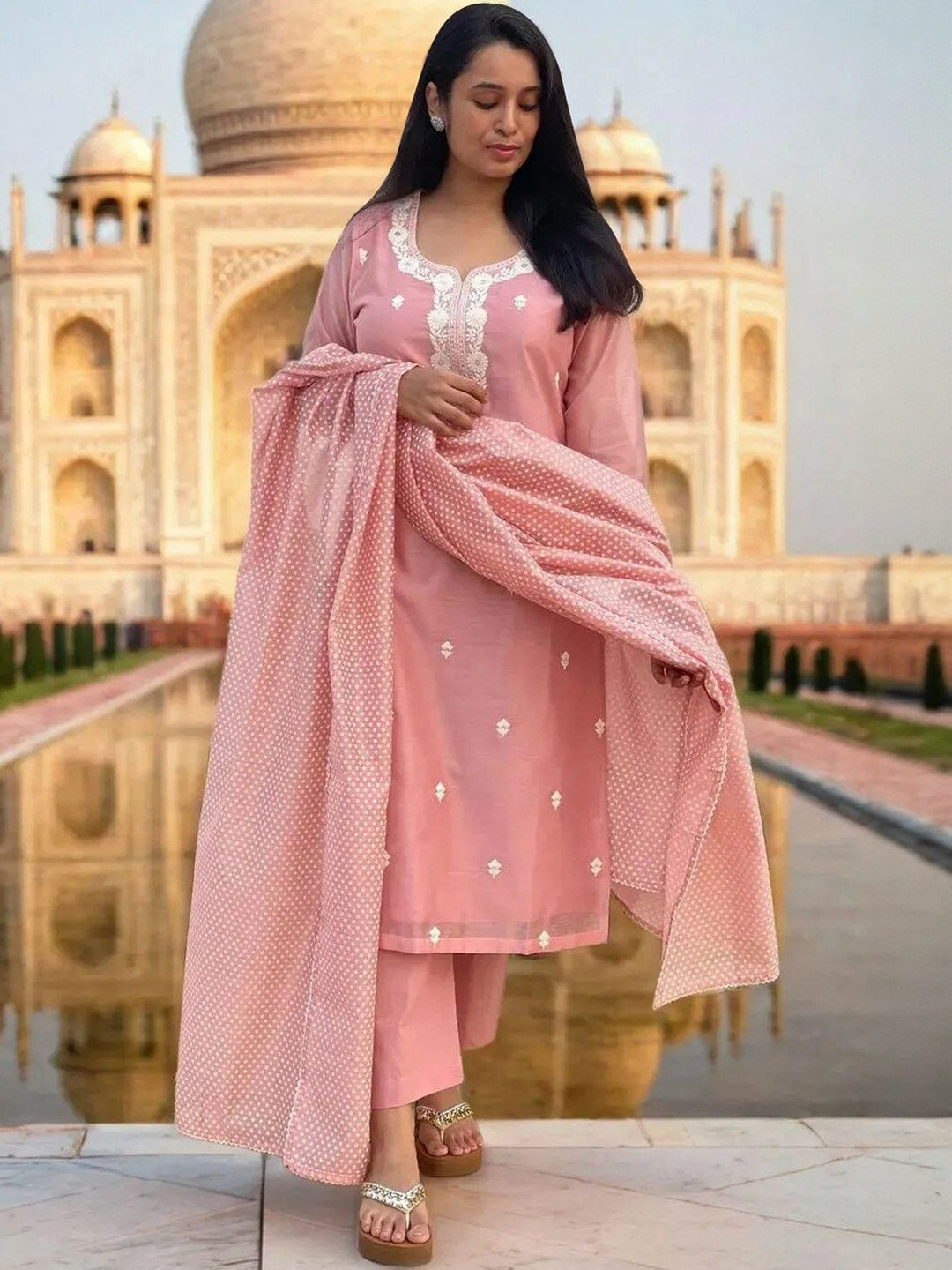 SZN Women Embroidered Viscose Rayon Kurta Sets With Dupatta