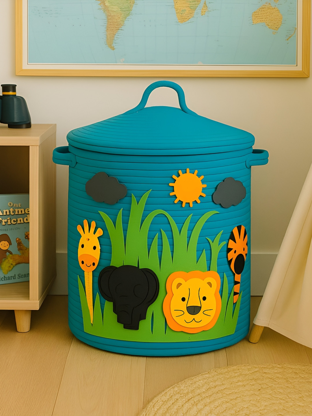 THE ARTMENT JungleJoy Blue & Orange-Colored Laundry Basket