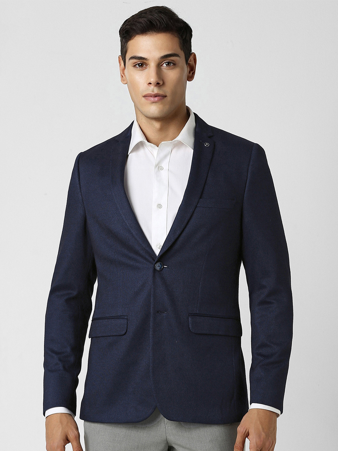 Van Heusen Self Design Ultra Slim-Fit Single-Breasted Formal Blazer