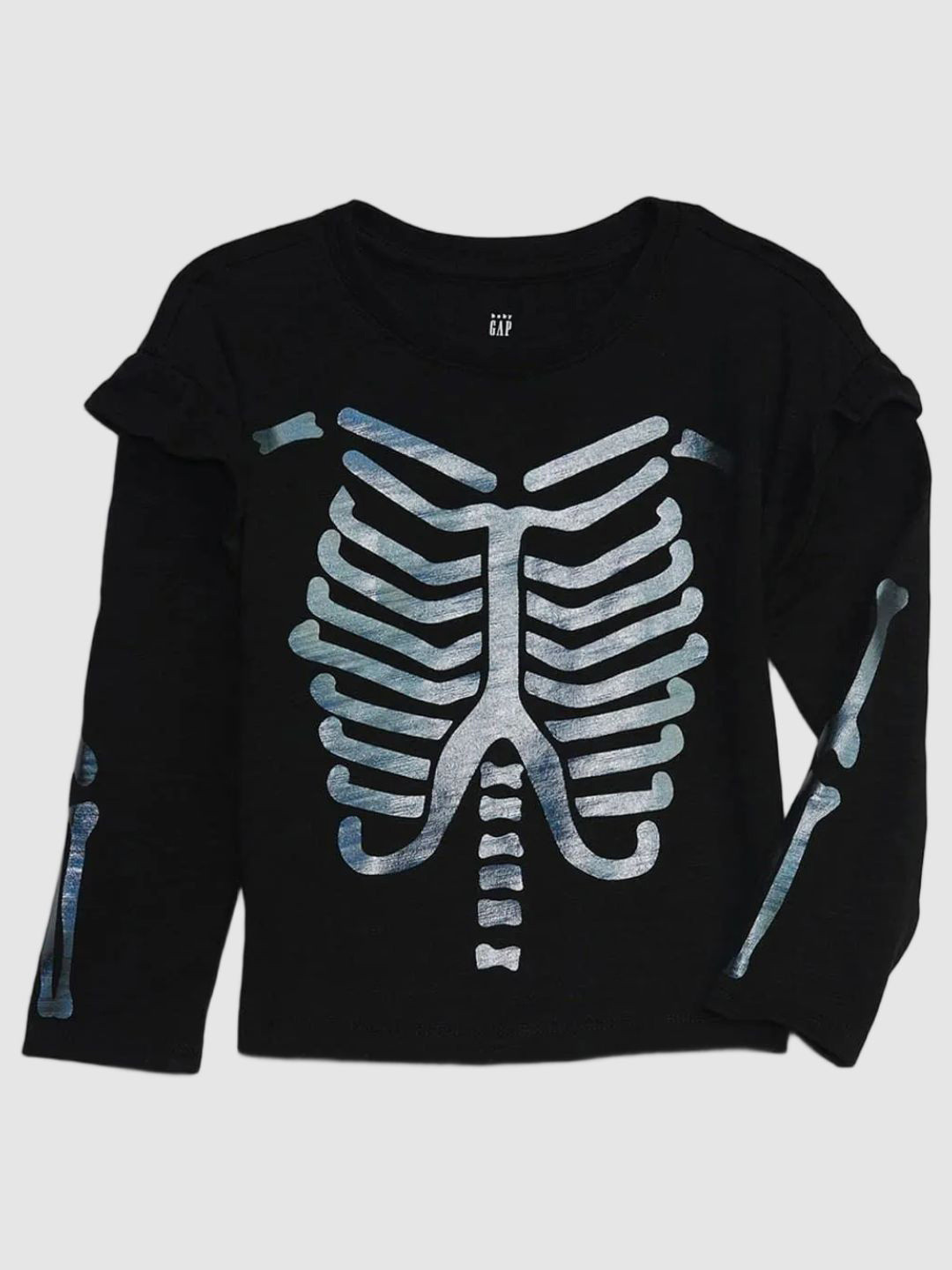 GAP Girls Metallic Graphic Printed Ruffled Crew Neck Pure Cotton T-Shirt