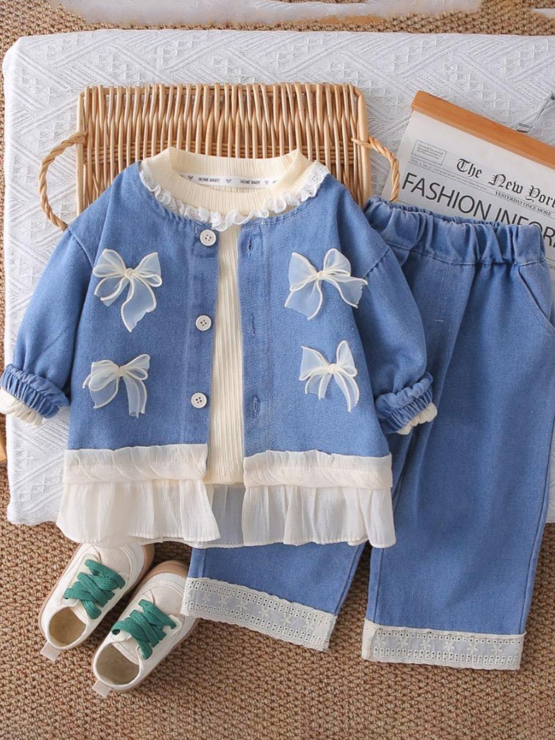 Googo Gaaga Girls Long Sleeves T-shirt With Trousers & Coat