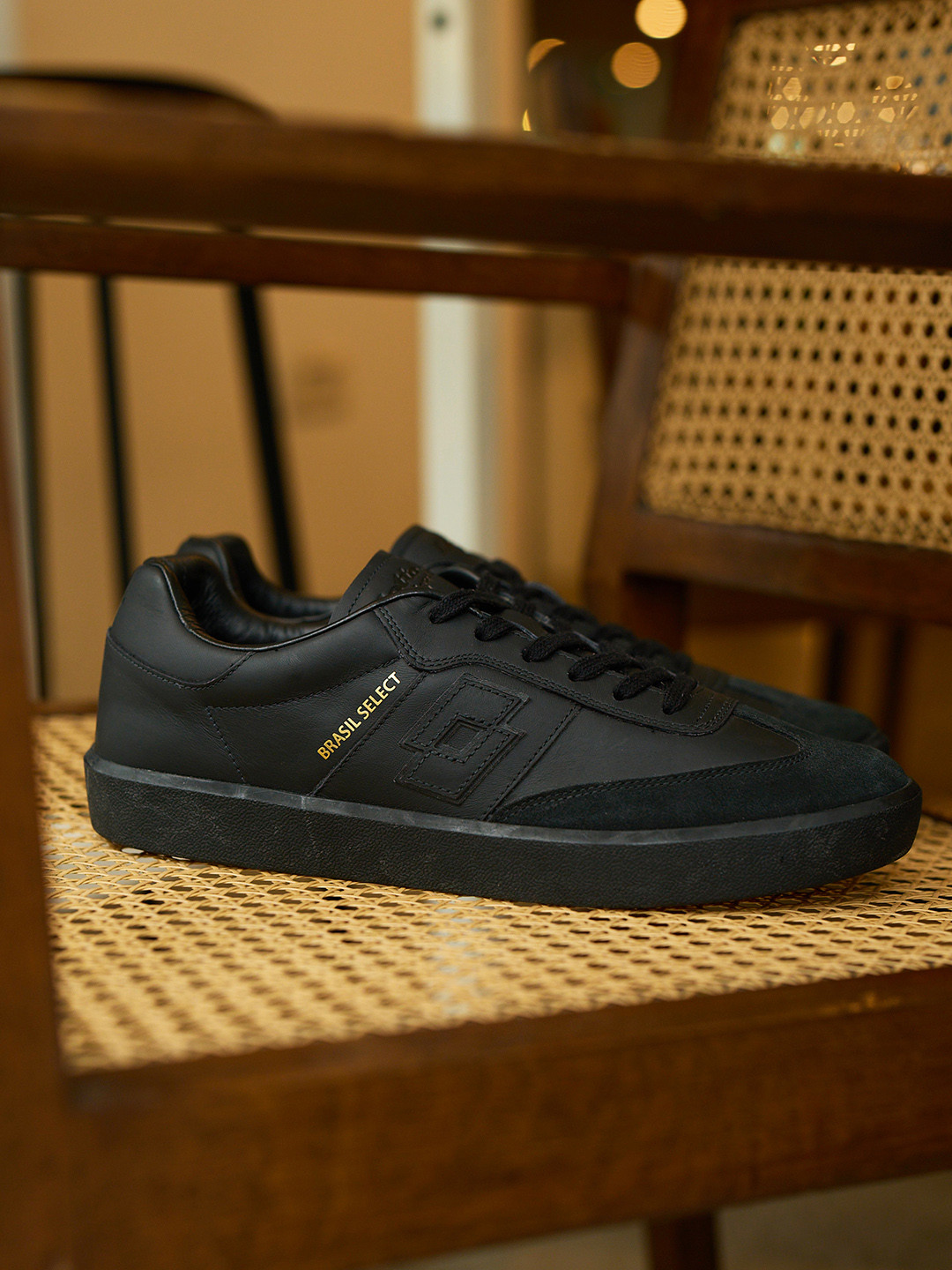 Lotto Men Brasil Select OG Black Leather Sneakers