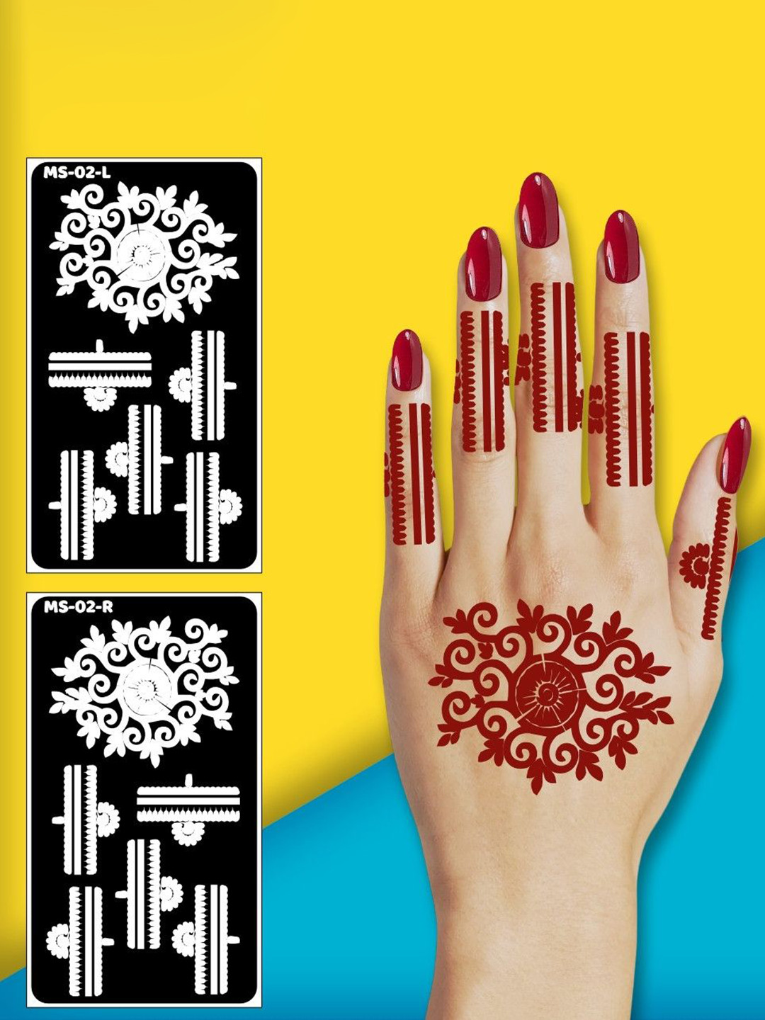 ORDERSHOCK Cricle Shape Elegant Floral Mehndi Stencils Sticker