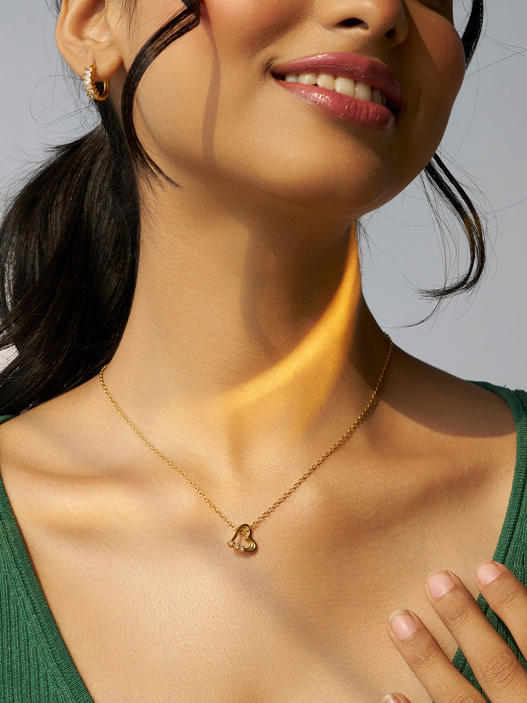 Elinor Jewels Women Isabella 18K Gold Plated Heart Pendant Necklace