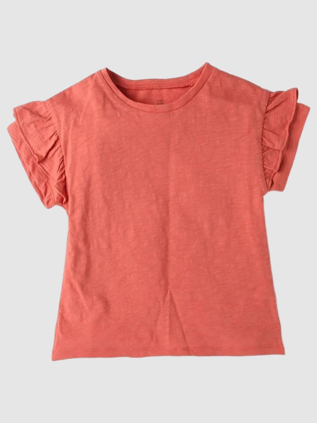GAP Girls Pure Cotton Crew Neck Ruffle Flutter Top