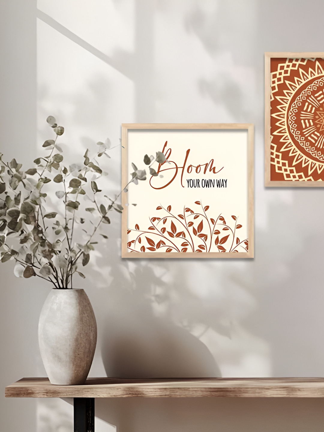 Kotart Beige & Brown 2 Pieces Abstract Pattern Wooden Wall Arts