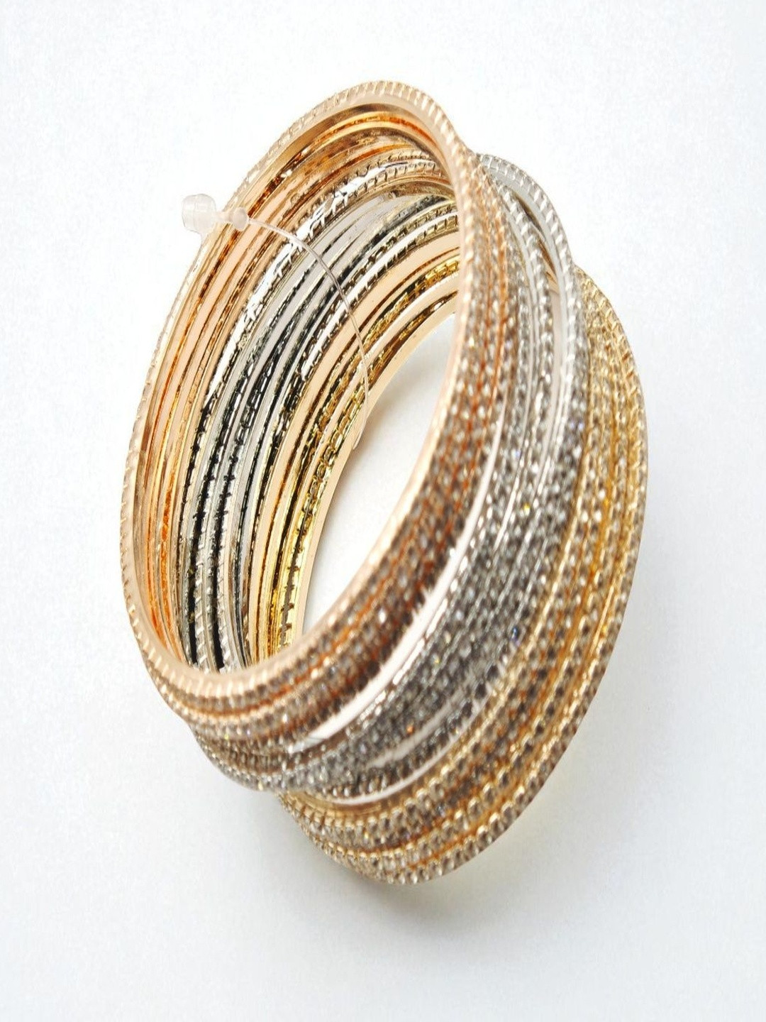 SAPRAA TRENDS Set Of 12 Gold Brass Bangles