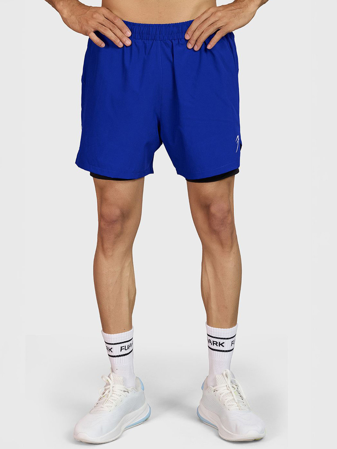 FUAARK Men Men Regular Fit Dual Layer Training or Gym Sports Shorts with Compression Inner