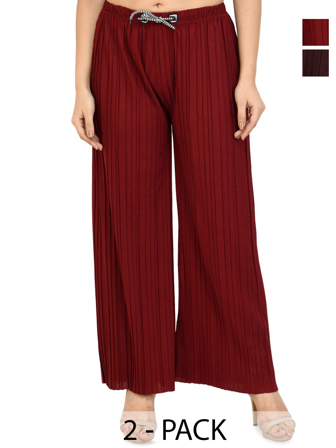 BrainbeesWomen Pack Of 2 Knitted Ethnic Palazzos