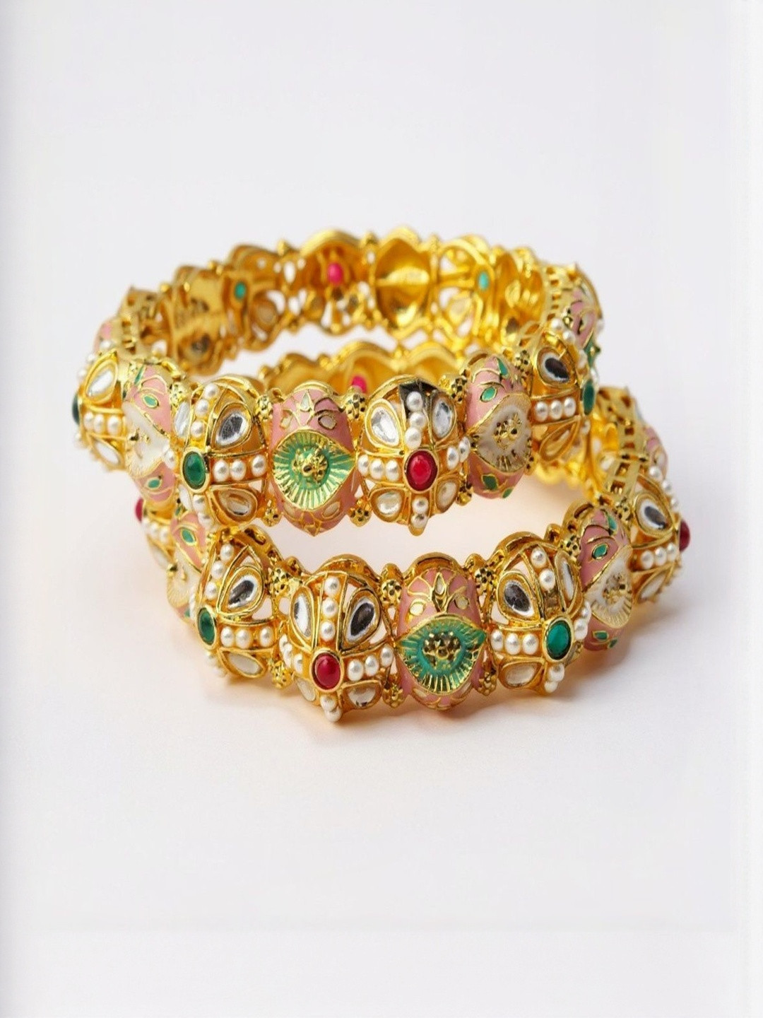 SAPRAA TRENDS Set Of 2 Gold Brass Bangles