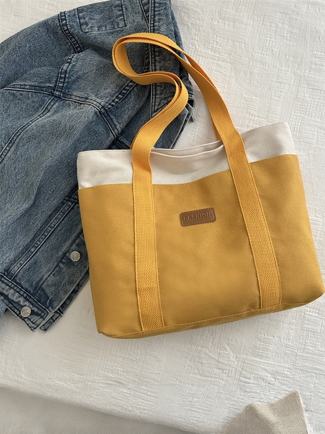 CORSICA Women Yellow And White PU Tote Bag