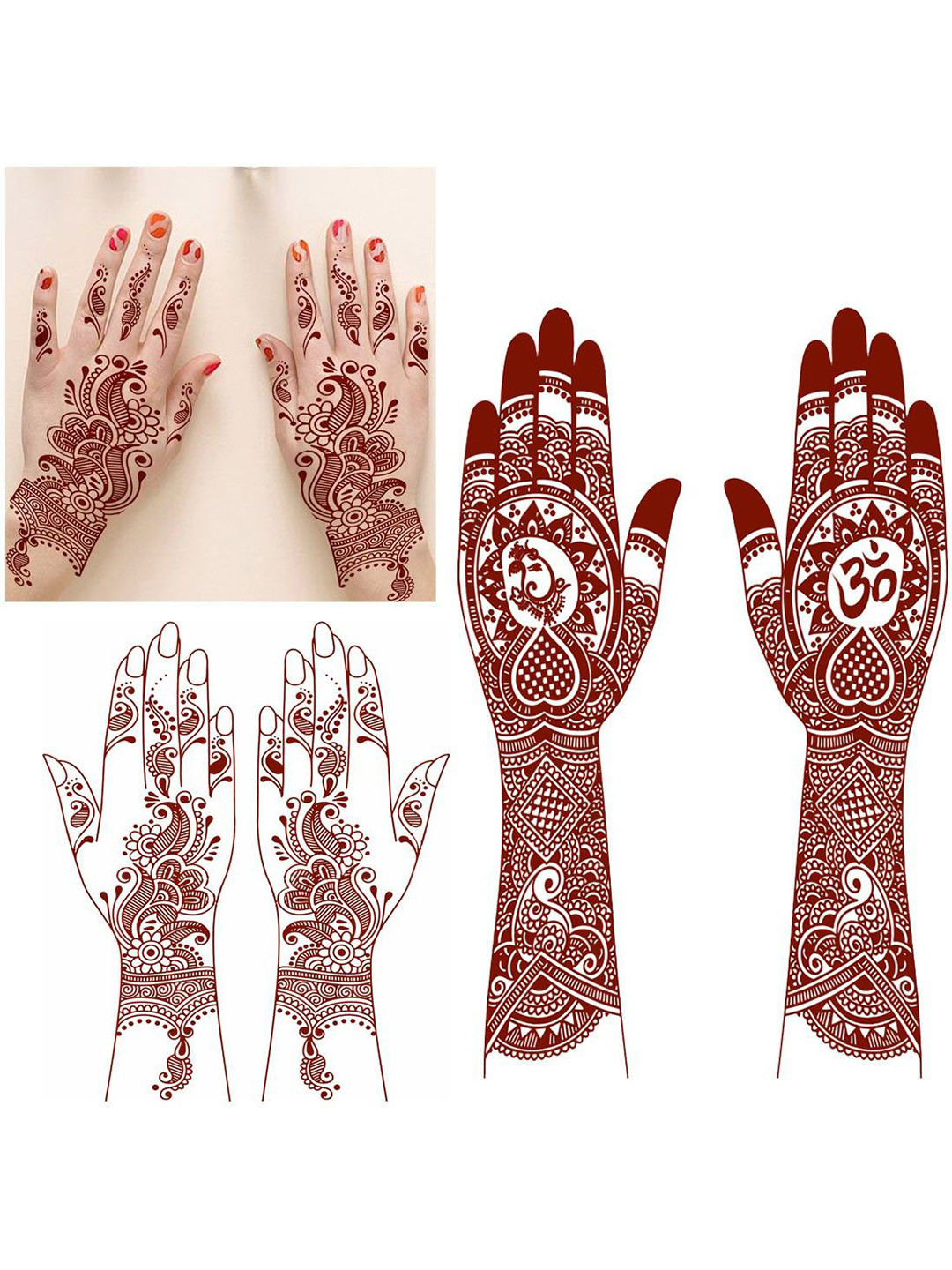 ORDERSHOCK Full Hand Henna God Ganeshsa Flower Mandala Tattoo