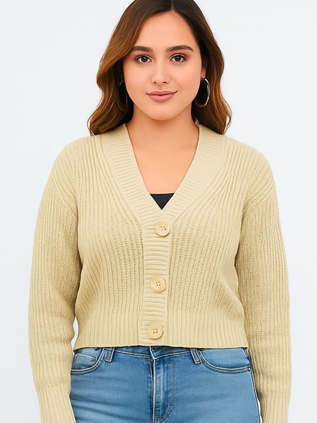FEVERFEW Women Ribbed Woollen Cardigan
