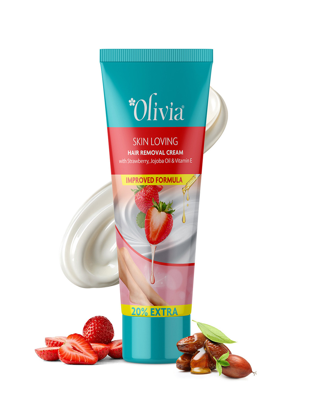 Olivia Strawberry Hair Remover Cream with Jojoba Oil & Vitamin E -60g