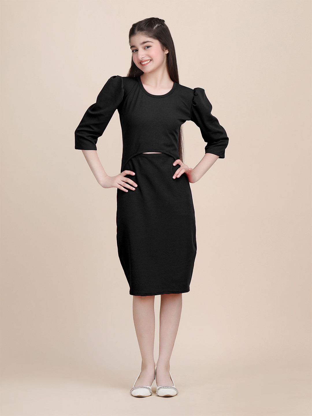 PTVIZE Puff Sleeve Sheath Dress