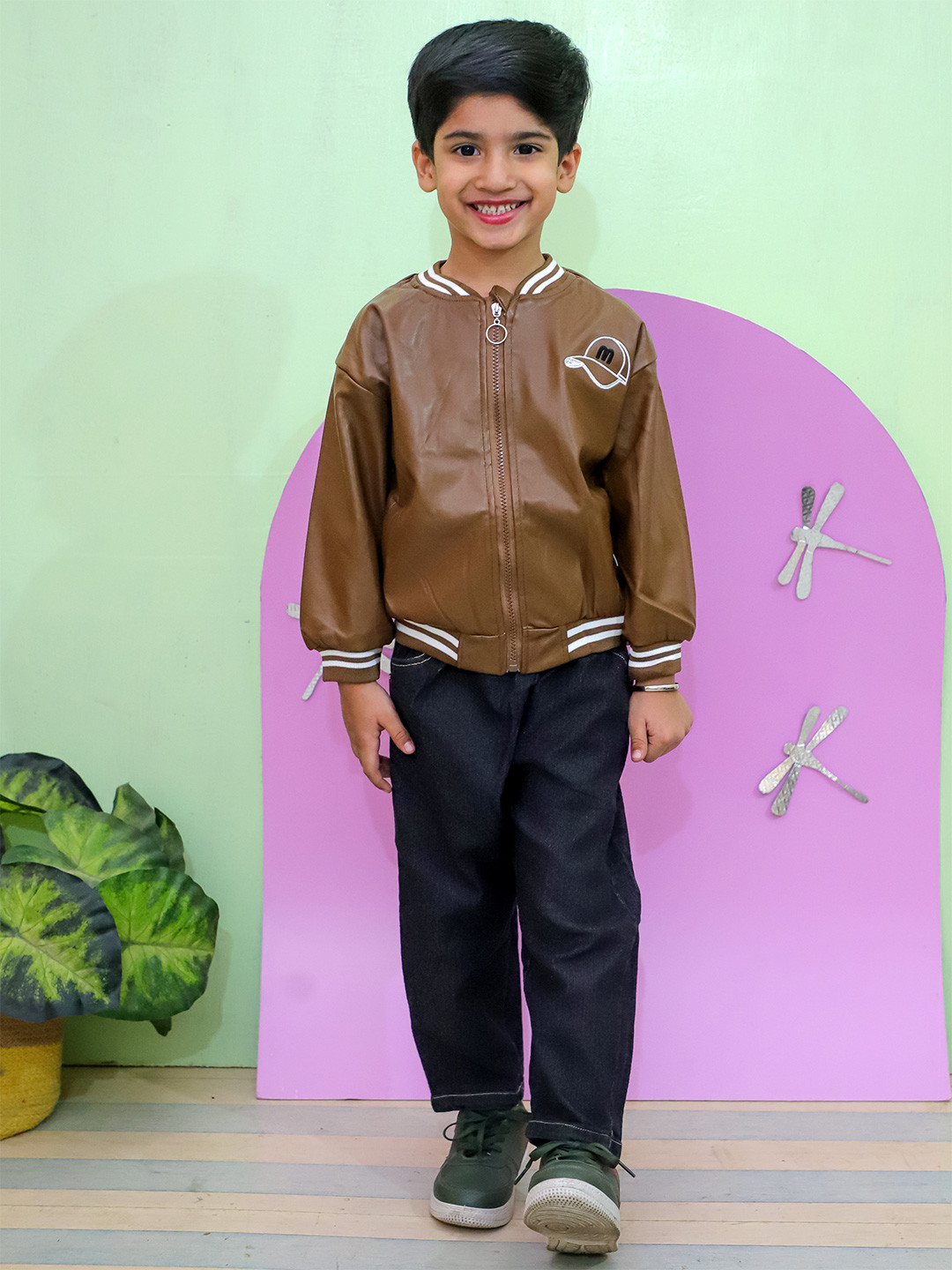 FREE BIRDS Boys Printed Long Sleeves Pure Cotton Coat With Trousers