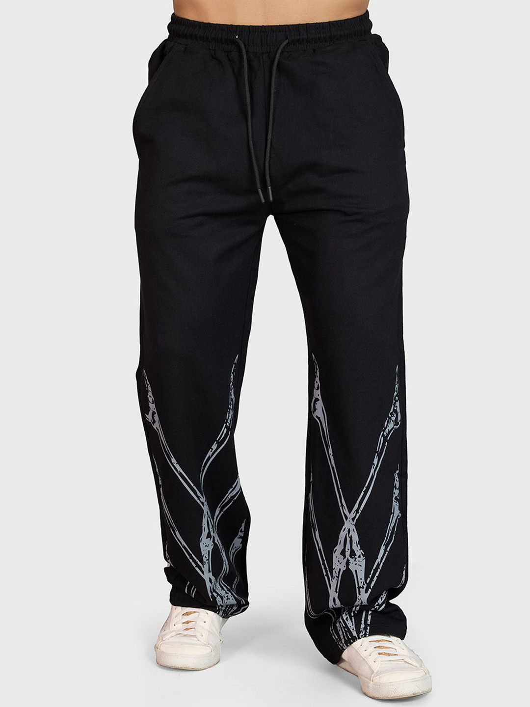 FUAARK Men Bonegrid Straight Tracks Oversized Bold Graphic Print Gym & Streetwear Pants