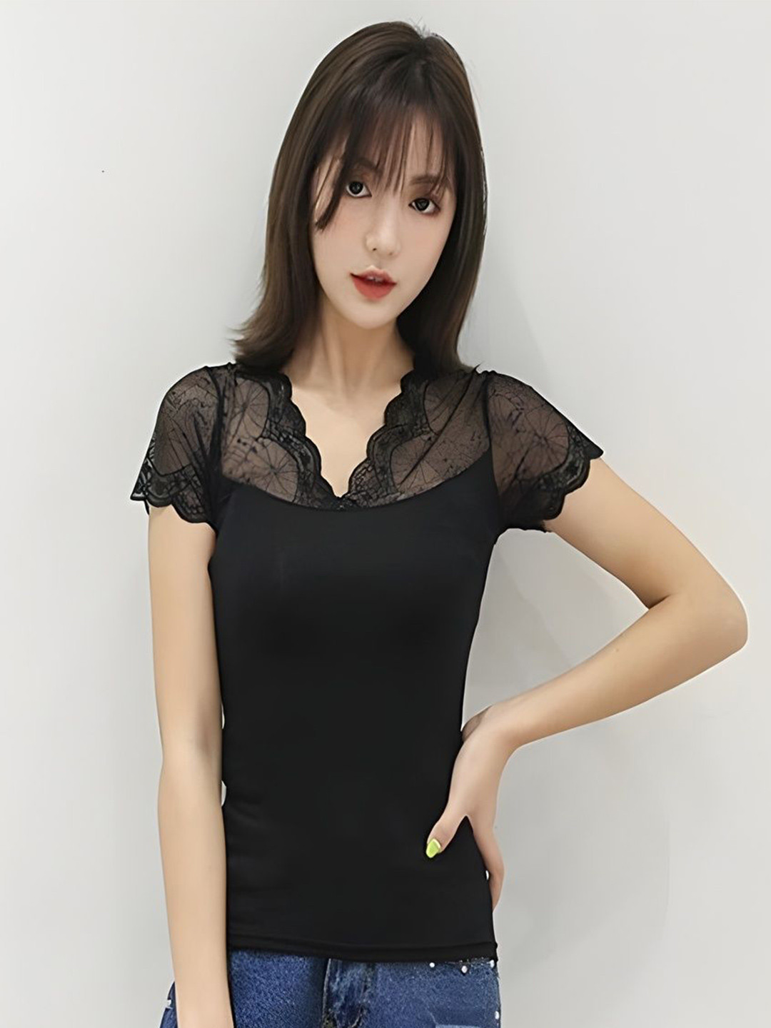 WAVE FASHION Women Lace Cotton Tank Top