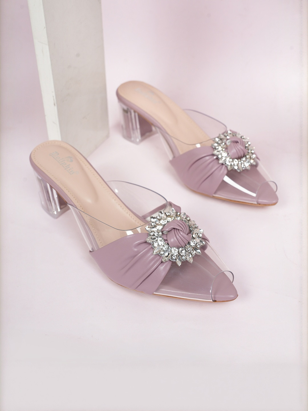 Dollphin Women Lavender Open Back Block Heels